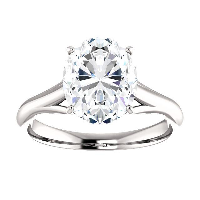 Echt Diamant Ovaler Solitärring 5 Karat Spalierfassung Weißgoldschmuck