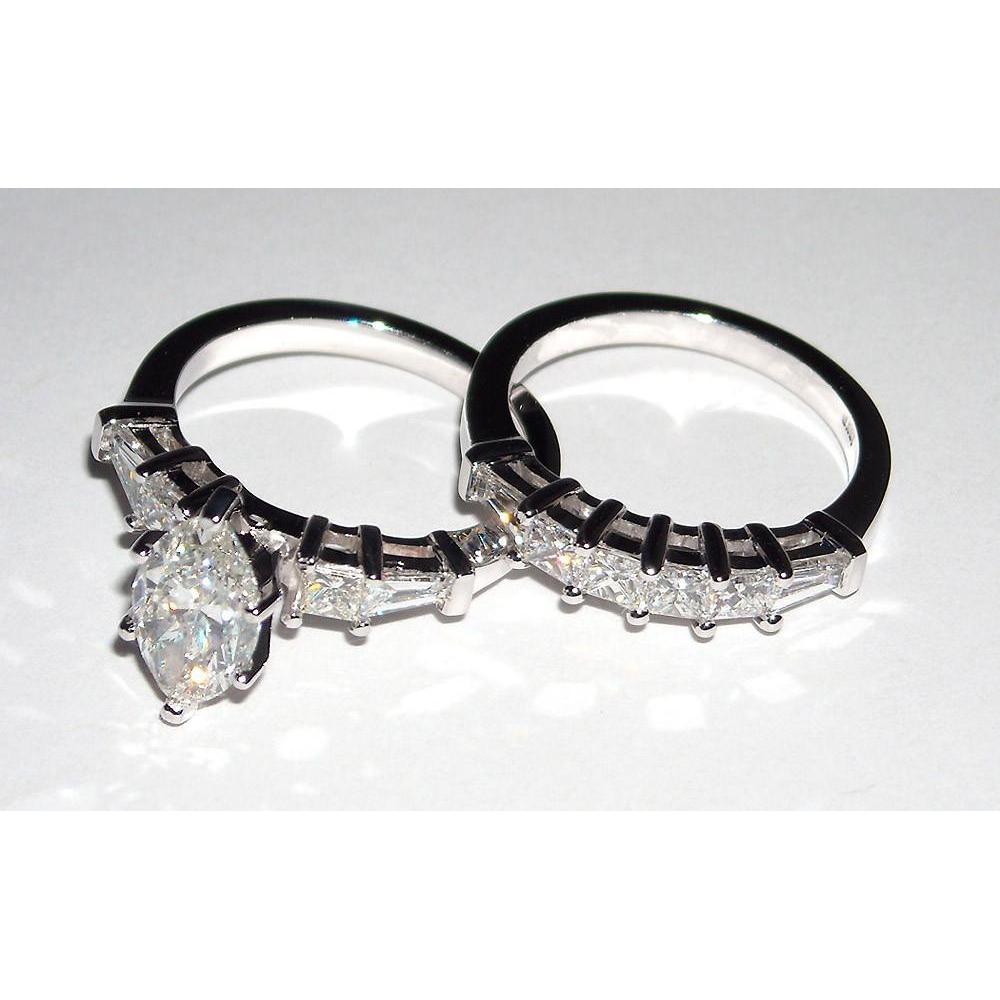 Echt Diamantring Und Bandset 2,75 Ct. Jubiläum Weißgold 14K