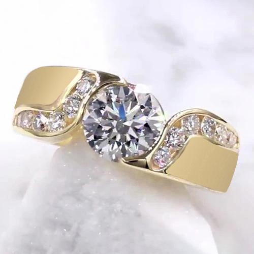 Echt Diamantschmuck 2 Karat Spannung Stilfassung Verlobungsring Gold