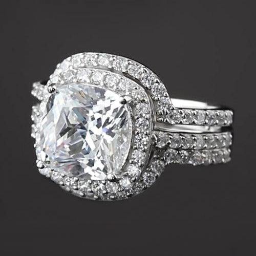 Echt Diamant Verlobungsring Set 5 Karat Weißgold Im Kissenschliff 14K