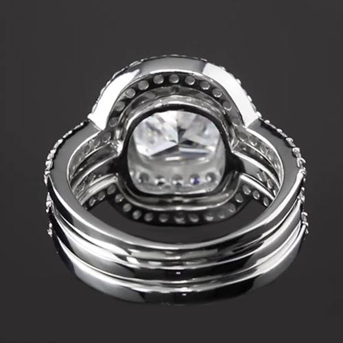 Echt Diamant Verlobungsring Set 5 Karat Weißgold Im Kissenschliff 14K