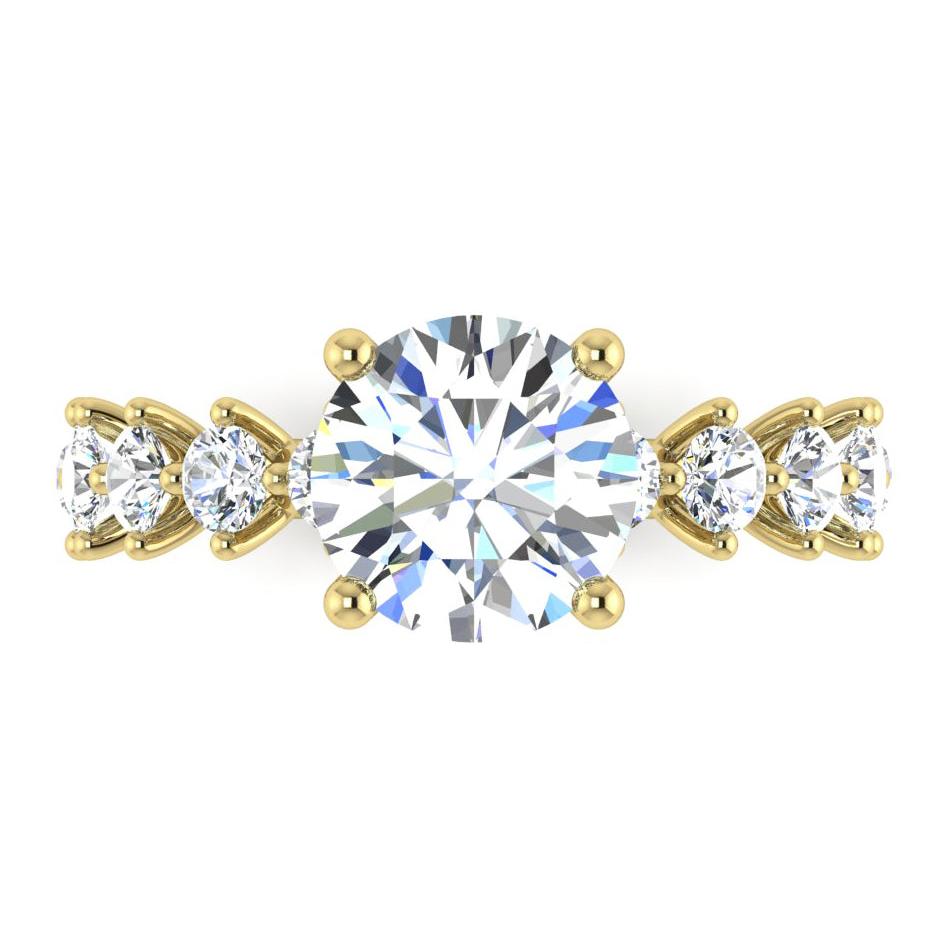 Echter Rund Diamant Ring Mit Akzenten Gelb Gold