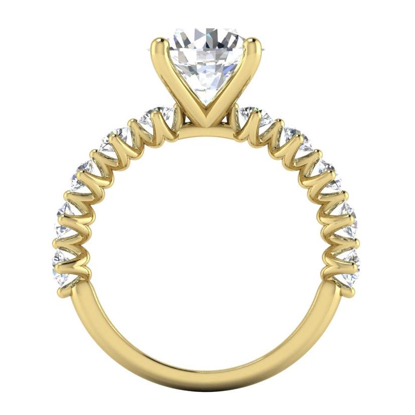 Echter Rund Diamant Ring Mit Akzenten Gelb Gold
