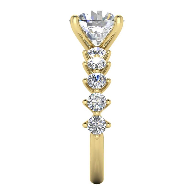 Echter Rund Diamant Ring Mit Akzenten Gelb Gold