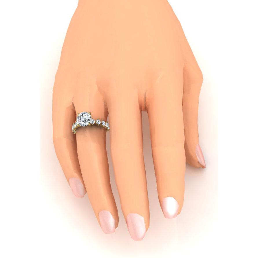 Echter Rund Diamant Ring Mit Akzenten Gelb Gold