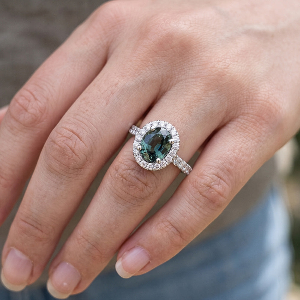 Echter Saphir Ring 2.00 Karat - 14K Weissgold
