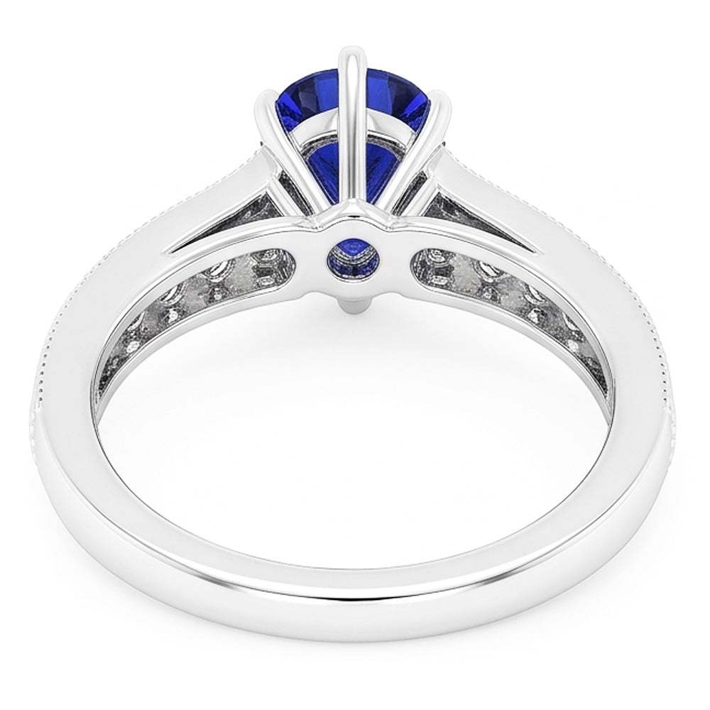 Edelstein Ring Birne Ceylon Saphir Kanalset Natürlicher Diamant ( nicht im Labor gezüchtet )en 3 Karat