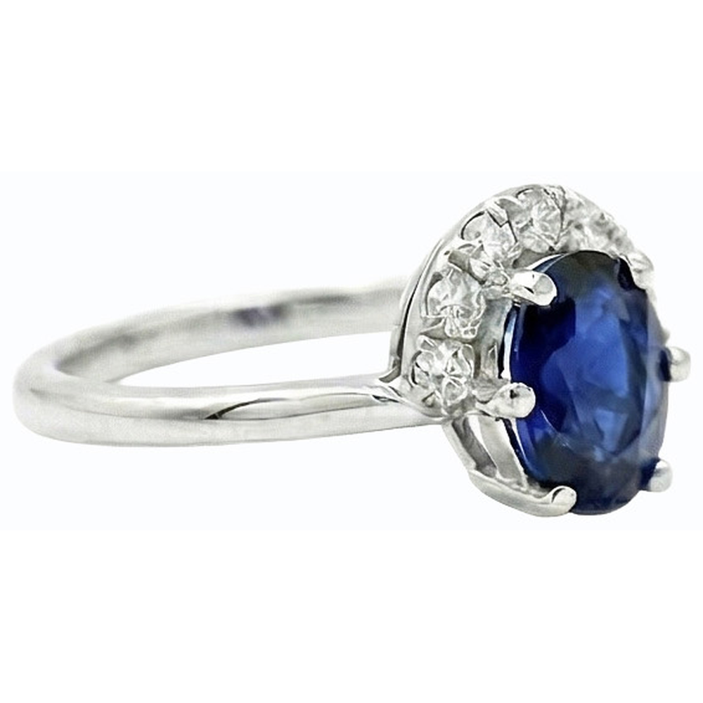 Edelstein Schmuck Oval Blauer Saphir & Natürlicher Diamant ( nicht im Labor gezüchtet ) Ring 2,50 Karat