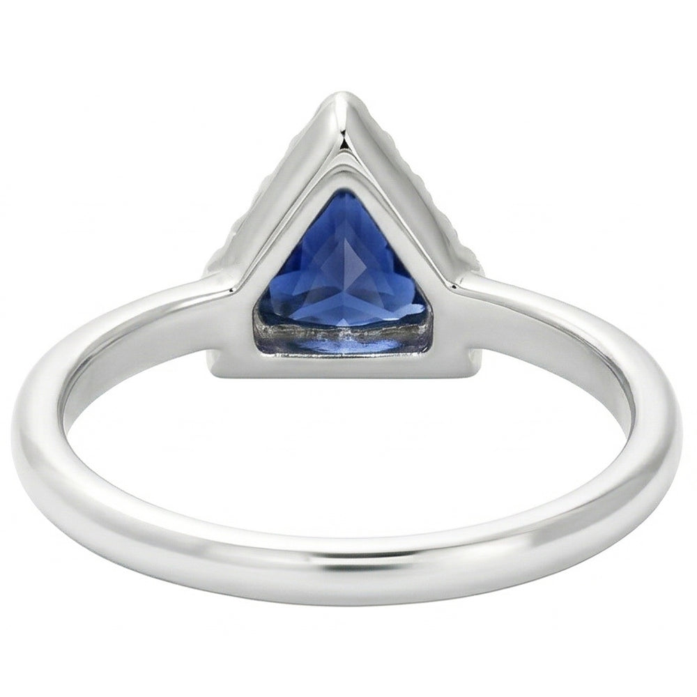 Edelstein Schmuck Trillion Ceylon Saphir Ring 1 Karat Natürlicher Diamant ( nicht im Labor gezüchtet )en