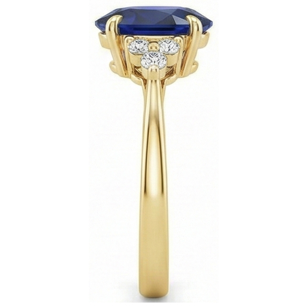 Edelstein-Solitär-Ring mit Akzenten tiefblauer Saphir 3,50 Karat