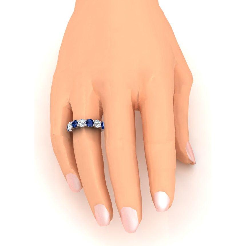 Edelstein Damen Ring Mit Blauer Saphir Und Erde Gewonnener Natürliche Diamant