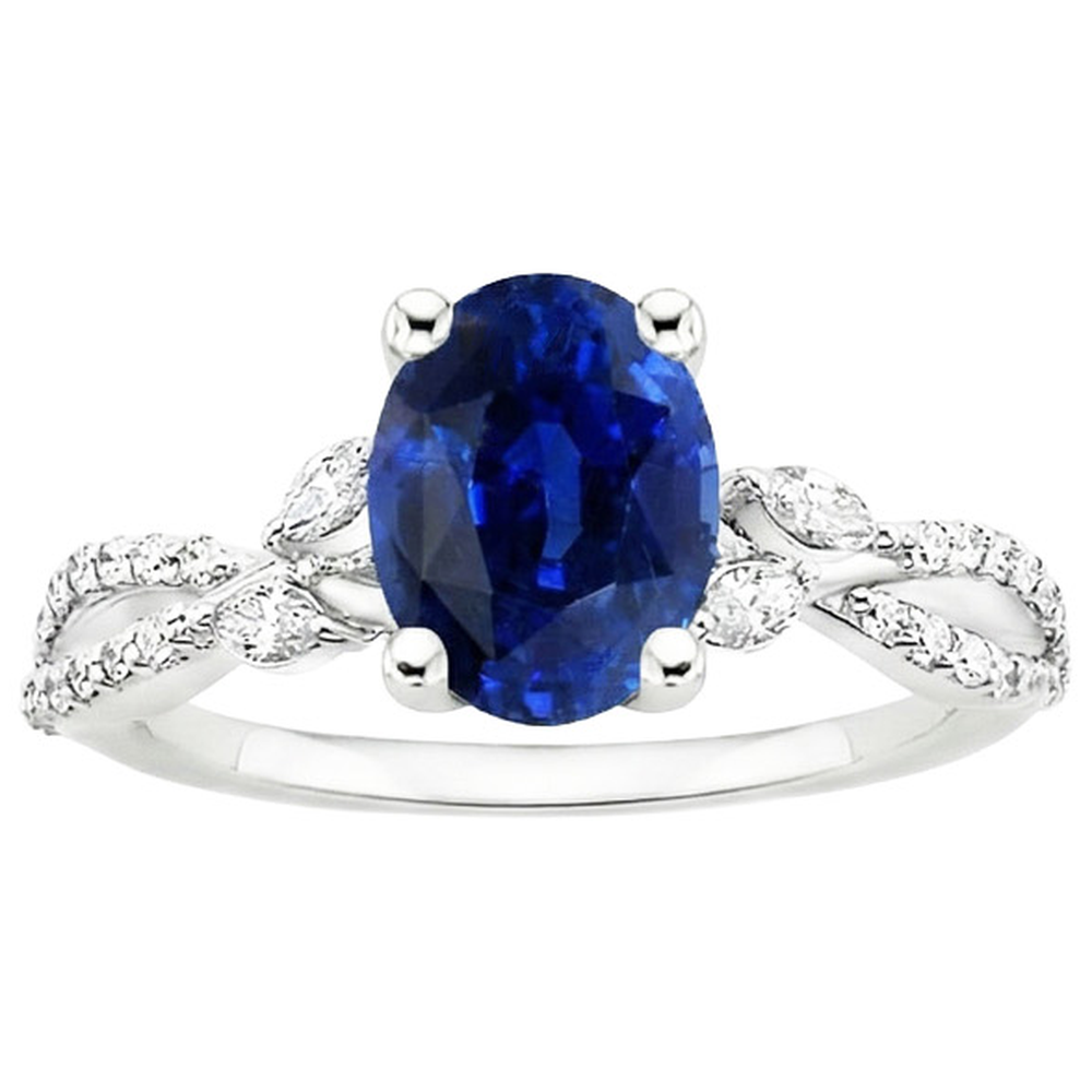 Edelsteinring mit Natürlicher Diamant ( nicht im Labor gezüchtet )akzenten Blauer Saphir 4 Karat