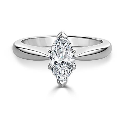 Ehering Mit Solitär-Natürliche Diamant Im Marquise-Schliff 1,90 Ct Weißgold