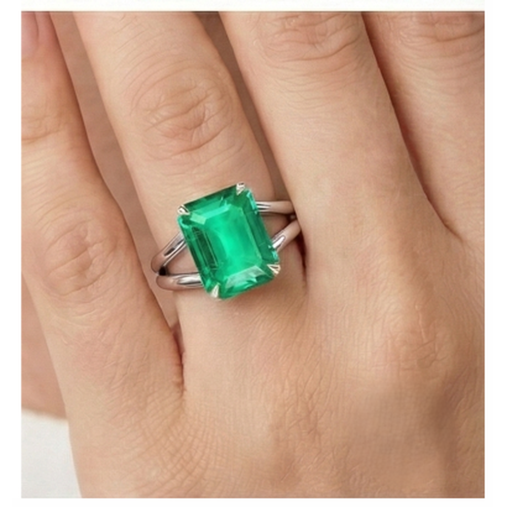 Natürlicher Smaragd Schmuckstein-Ring – Rückansicht