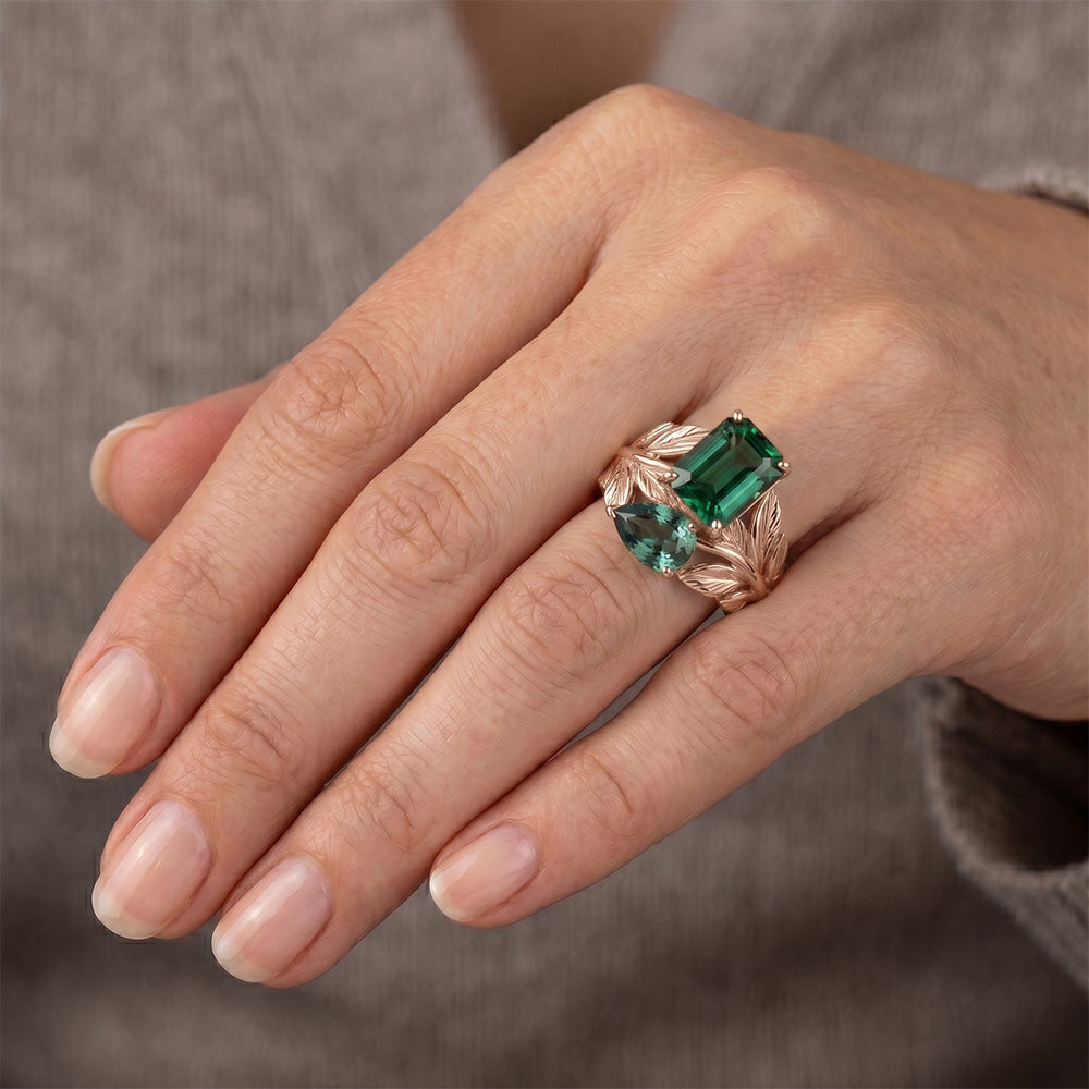 Erdgewonnener Blauer Saphir Farbstein-Ring – 14 Karat Roségold