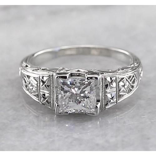 Filigraner Prinzessinnen-Natürliche Diamantring 1 Karat Weißgold 14K