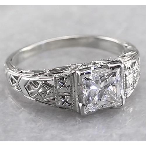 Filigraner Prinzessinnen-Natürliche Diamantring 1 Karat Weißgold 14K