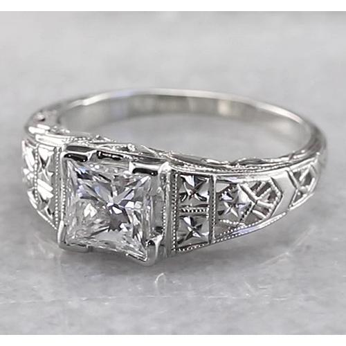 Filigraner Prinzessinnen-Natürliche Diamantring 1 Karat Weißgold 14K