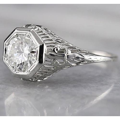 Filigraner Runder Natürliche Diamantring 2 Karat Weißgold 14K