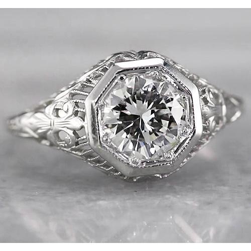 Filigraner Runder Natürliche Diamantring 2 Karat Weißgold 14K