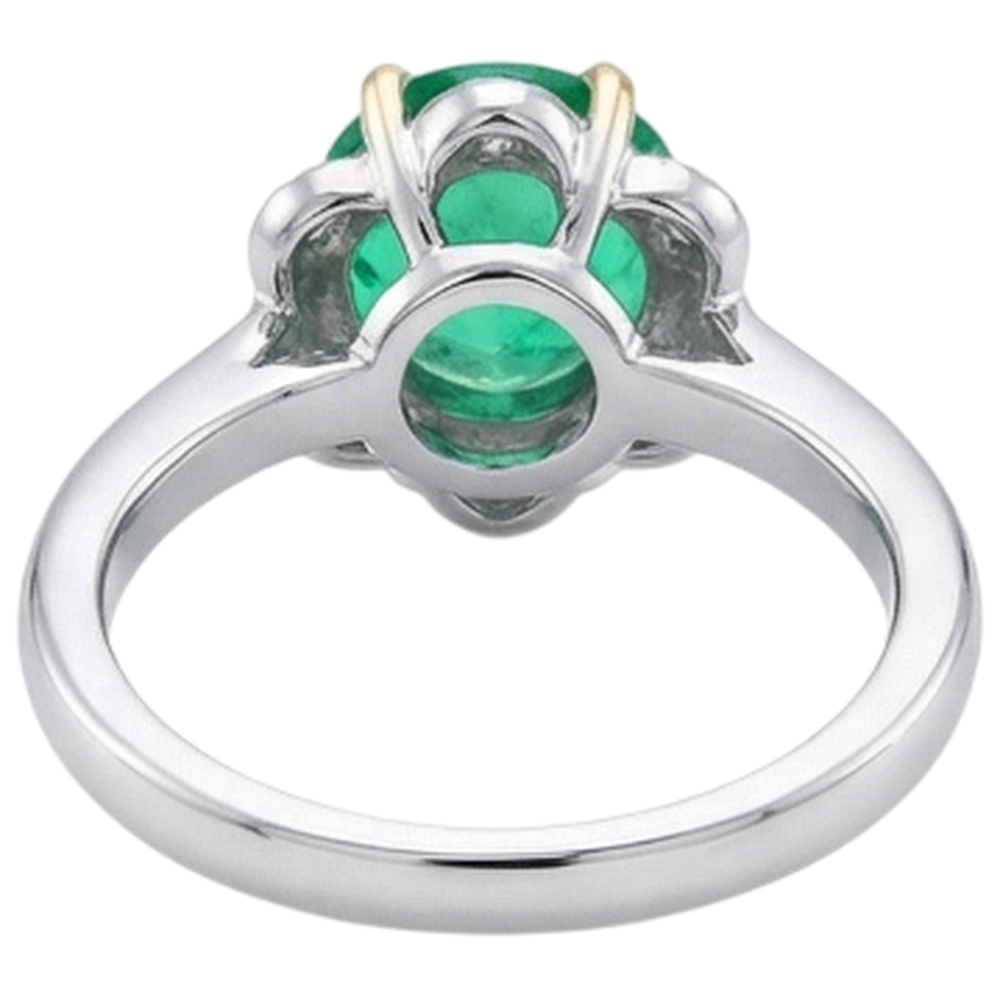 Kolumbianischer Smaragd Farbstein-Ring 2,50-Karat Bicolor 14K Gold – Detailansicht