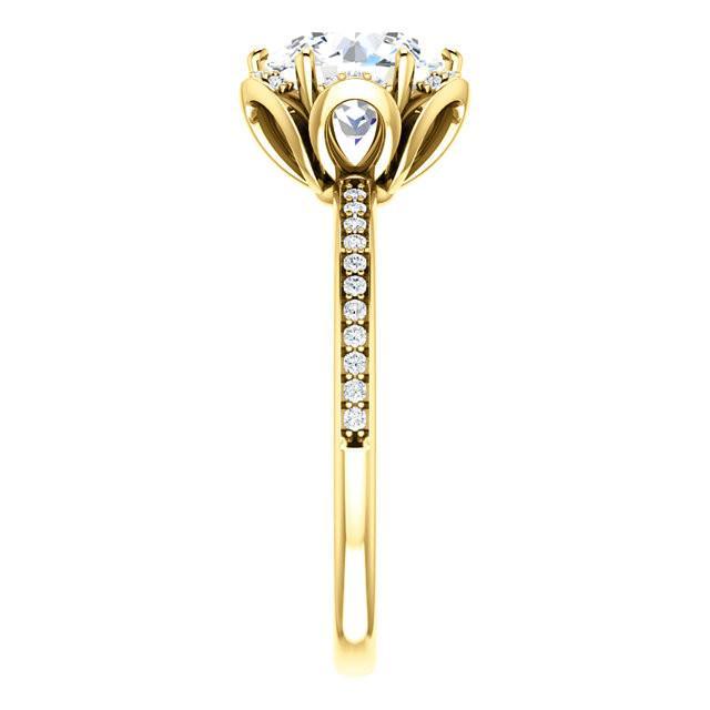 Flower Style 1.71 Karat Runder Echt Diamant-Halo-Verlobungsring YG 14K