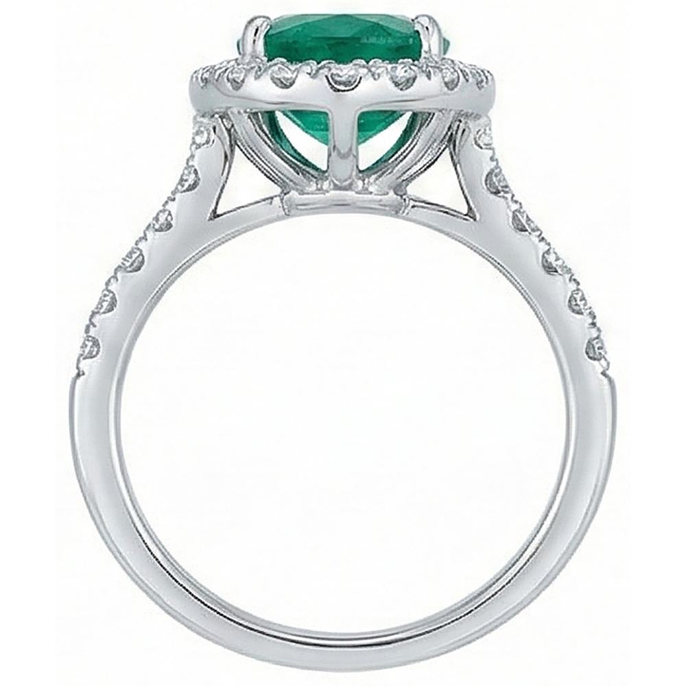 Frauen Grün Smaragd Diamant Ring Weißgold 14K 5 Karat Edelsteinschmuck