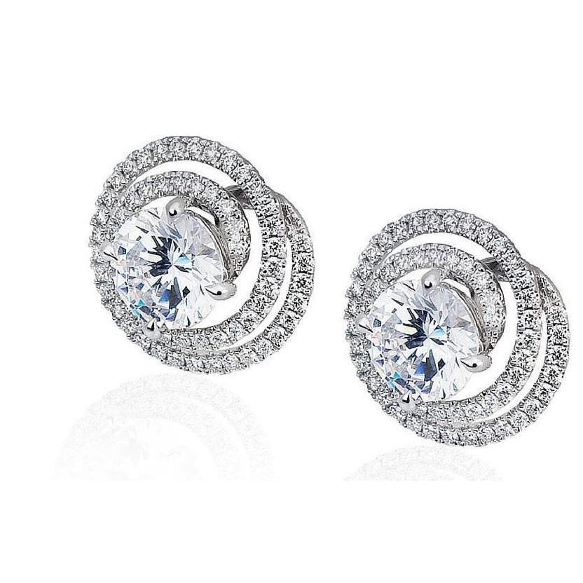 Funkelnde 2,76 Karat Natürliche Diamant-Damen-Ohrstecker Im Rundschliff Halo