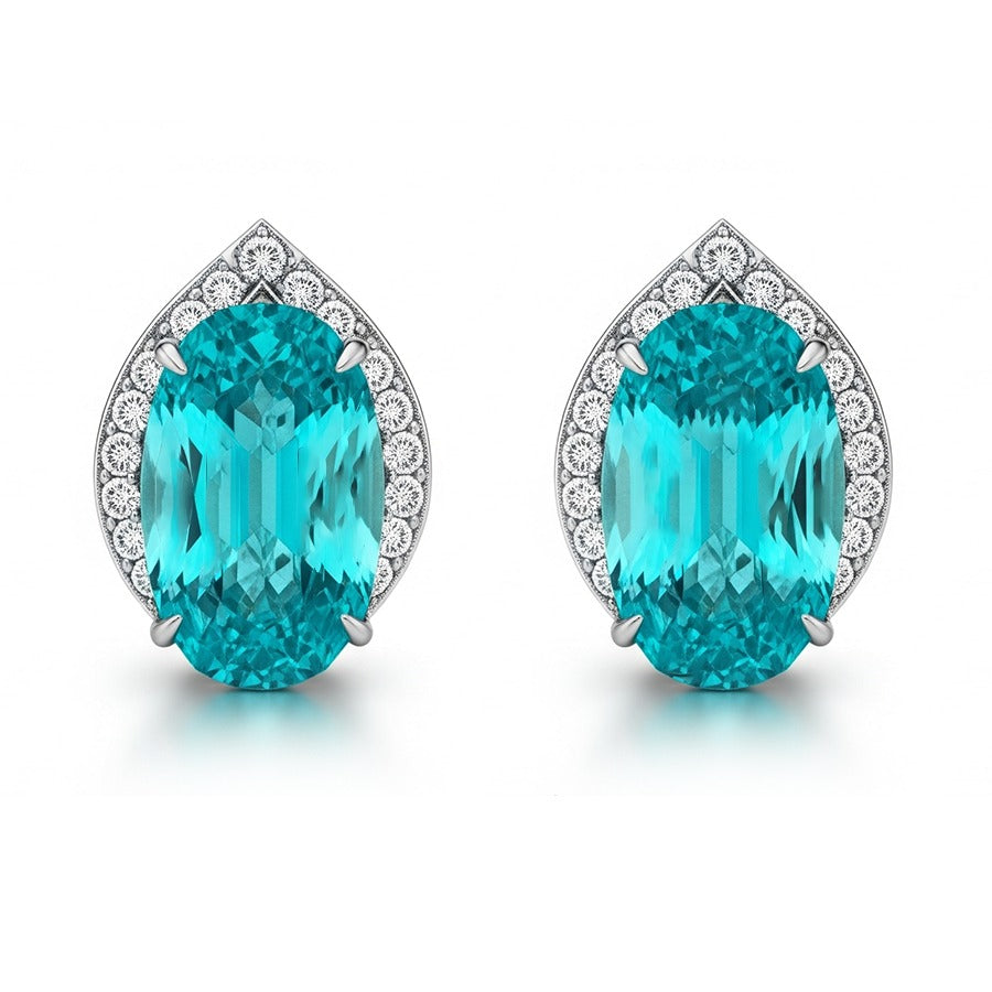 Funkelnde Paraiba Ohrringe in Weißgold 2,70 ct
