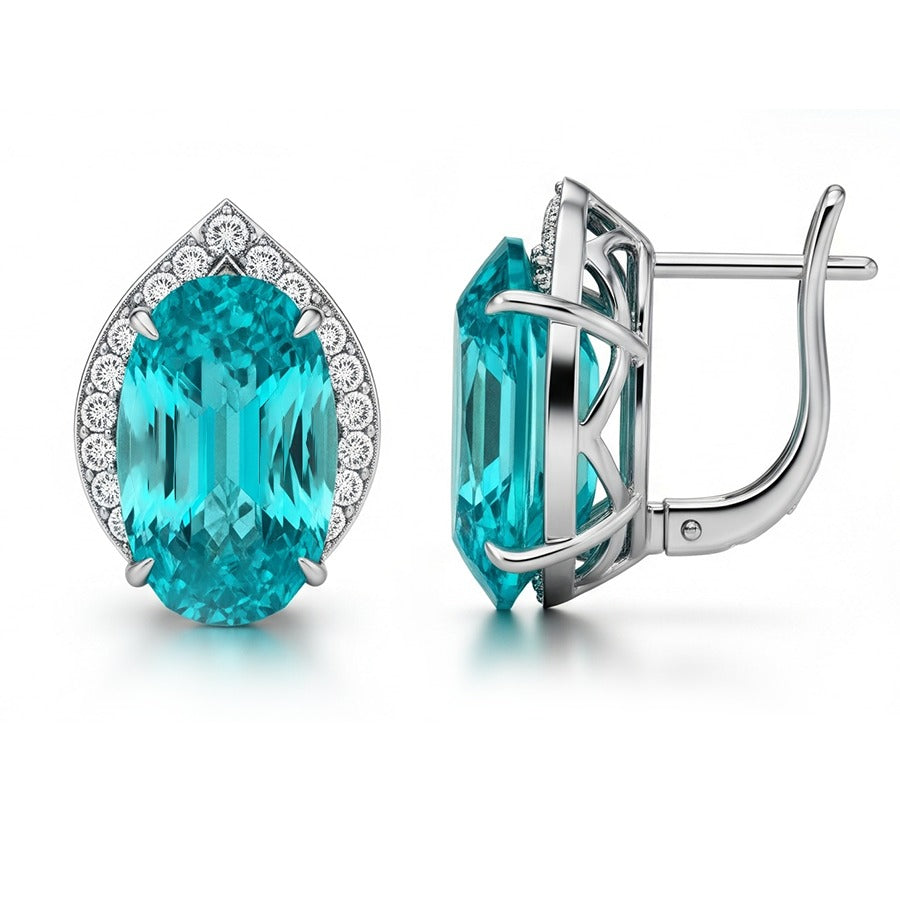 Funkelnde Paraiba Ohrringe in Weißgold 2,70 ct