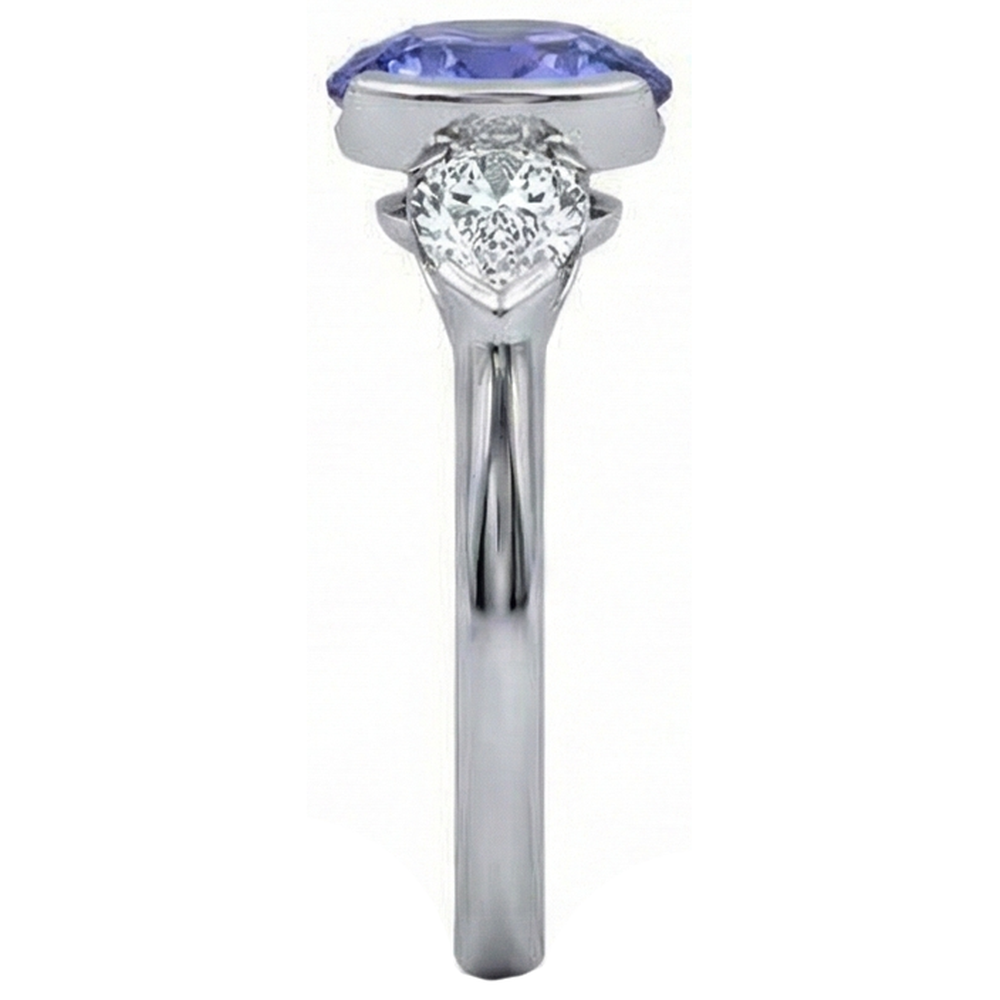 echter oval tansanit 3Karat ring Profilansicht