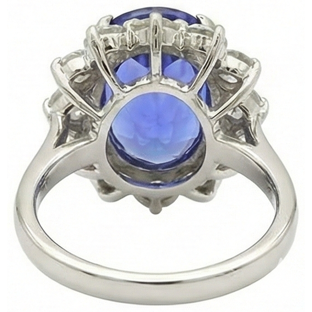 echter oval tansanit 7.50Karat ring Profilansicht