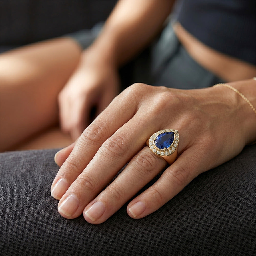 Funkelnder VVS Reinheit Blauer Saphir Schmuckstein-Ring – 3,75