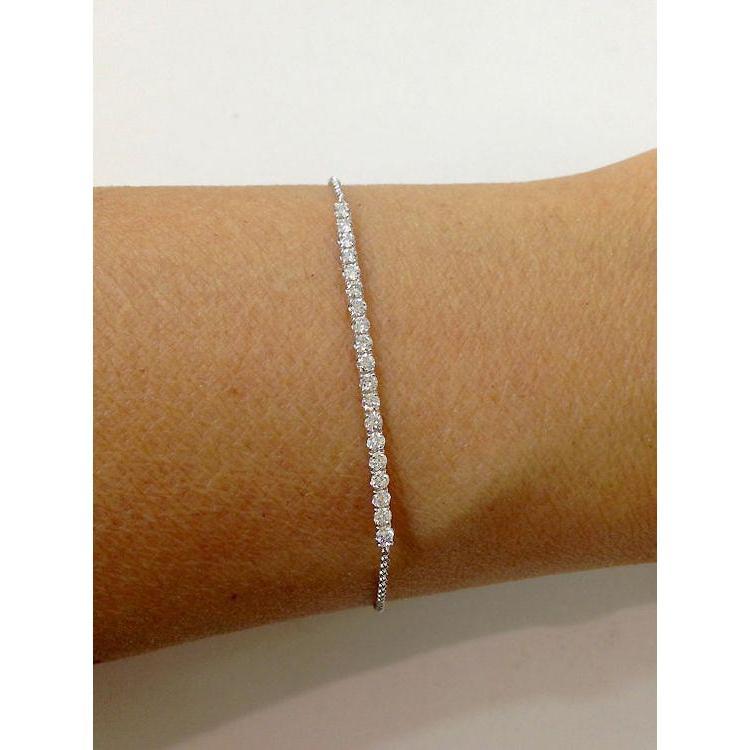 Funkelndes Rundes Echt Diamantarmband Weißgold 14K 2 Karat
