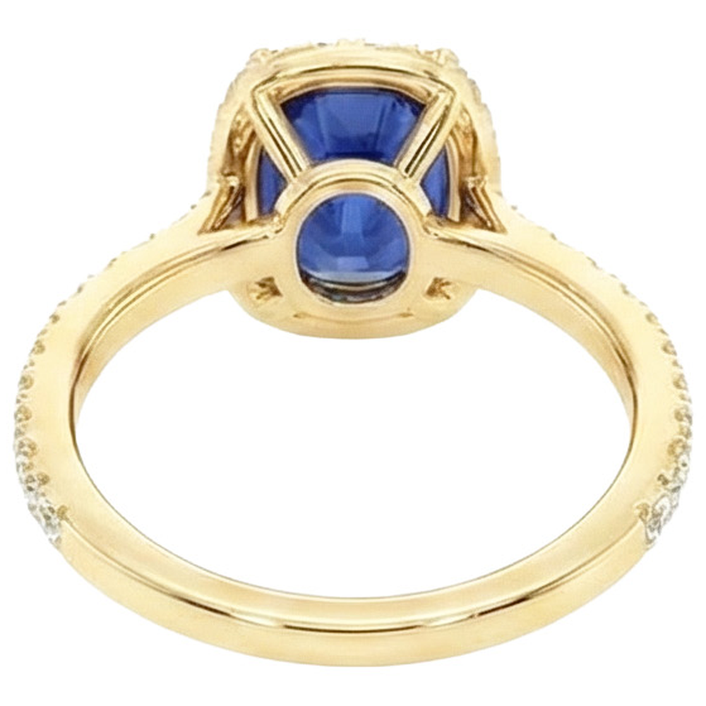 Gelbgold Ovaler Saphir Halo Diamantring 11,25 Karat 14K