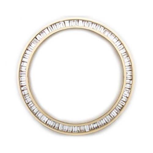 Gelbgold 14K Kanalgefasste Lünette mit Baguette-Diamanten für Rolex Datejust Uhr 2,75 Karat 36 mm