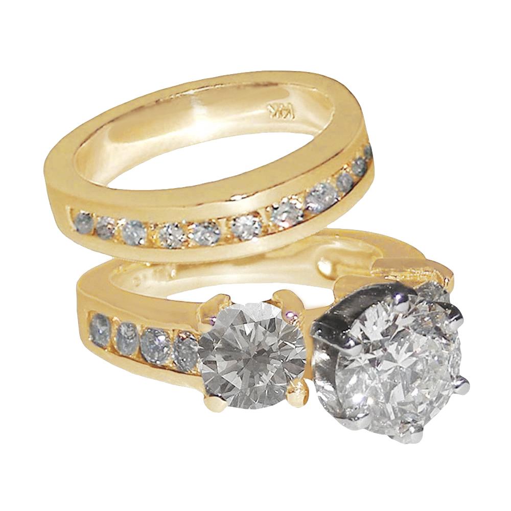 Gelbgold Natürliche Diamantring Fancy Engagement Set 6,50 Karat