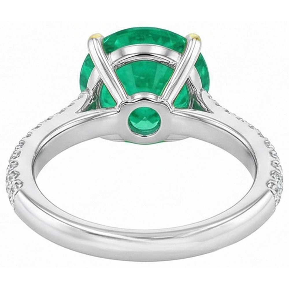 Brillanter Edler Smaragd Farbstein-Ring 4 Karat – Rückansicht