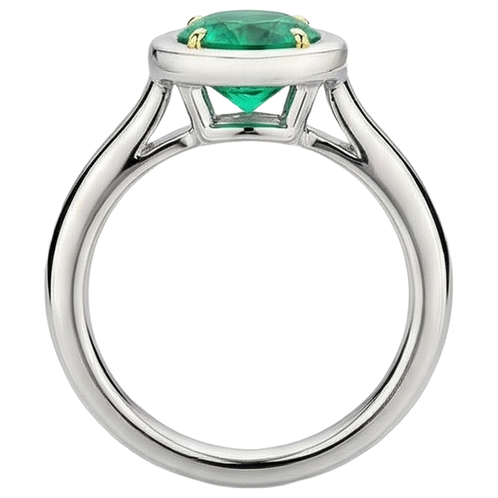 Edelstein-Ring 14 Karat Zweifarbig Gold mit Smaragd – Rückansicht