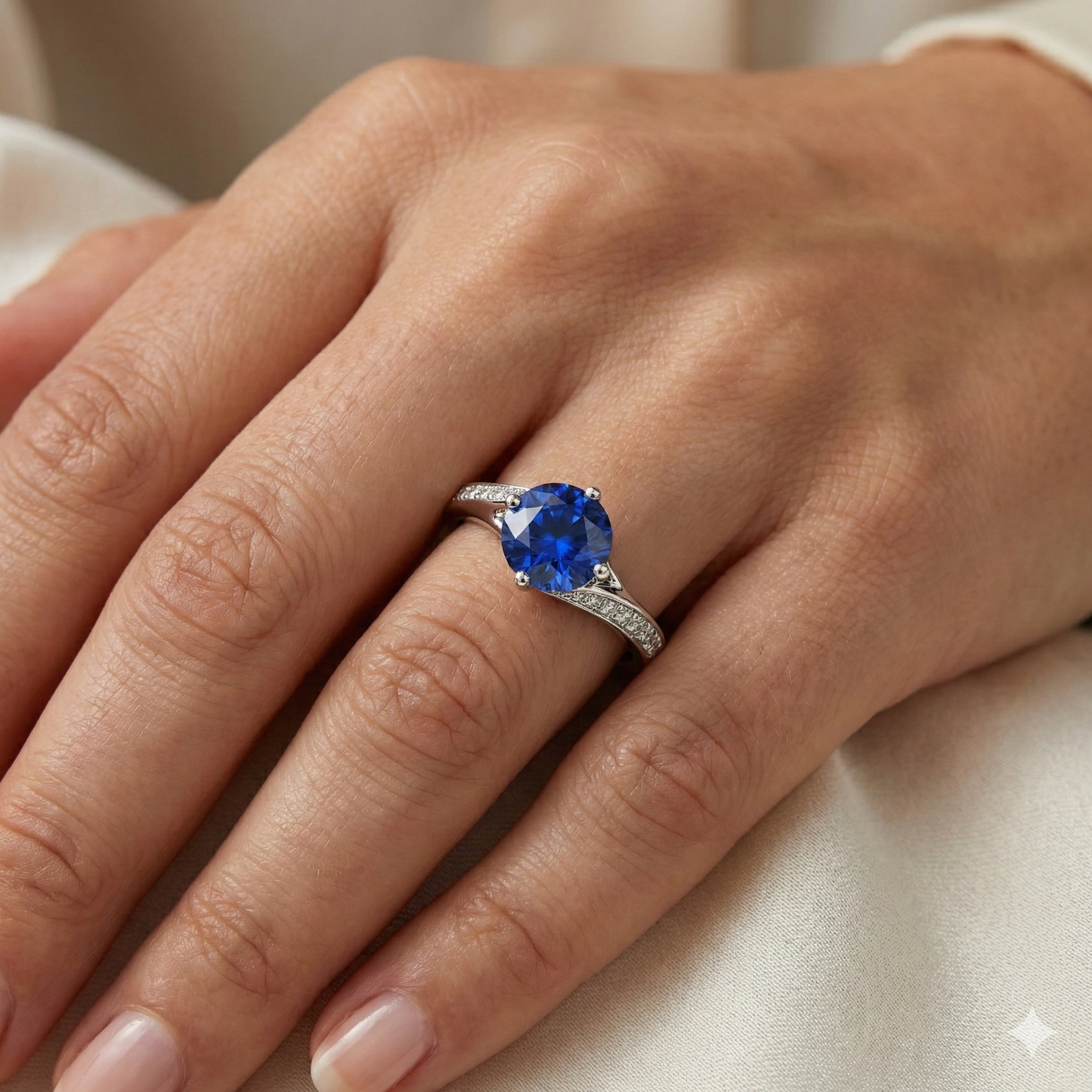 Gold Natürlicher Diamant ( nicht im Labor gezüchtet )-Verlobungsring Srilankan Saphir 3 Karat Bypass-Stil