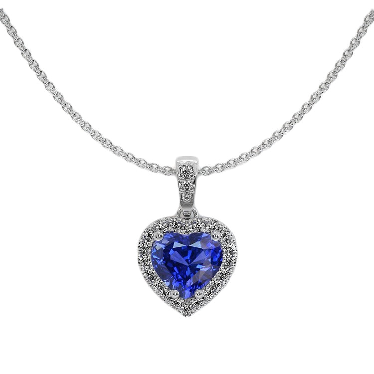 Natürlicher Royalblauer Saphir Schmuckstein-Anhänger 1,50 Karat 14K Weißgold – Hauptansicht