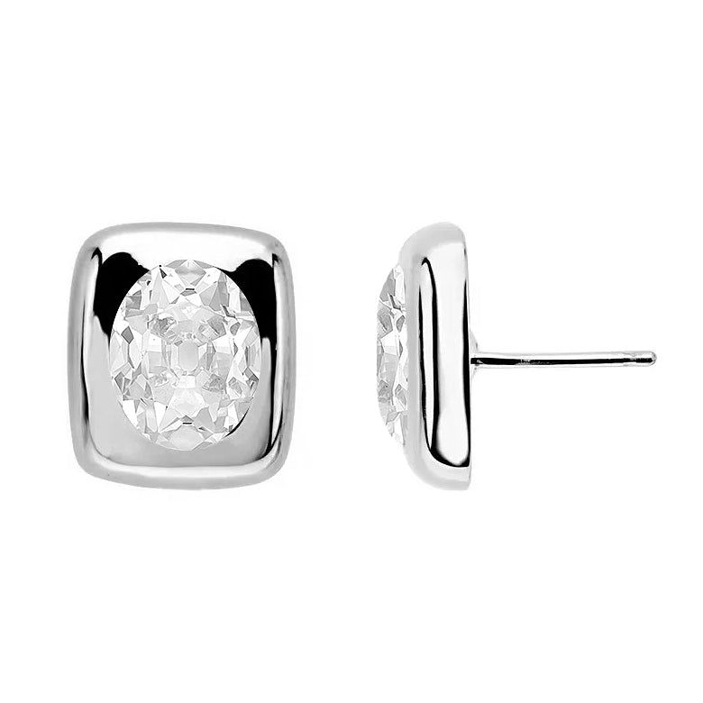 Echter Brillant Ohrstecker 6 Karat 14 Karat Weißgold – Frontansicht