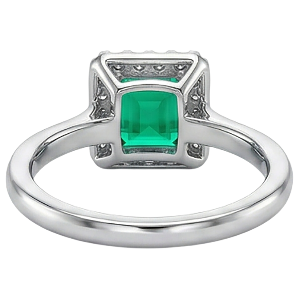 Kolumbianischer Smaragd Prinzess-Schliff Schmuckstein-Ring in Bicolor 14K Gold – Rückansicht