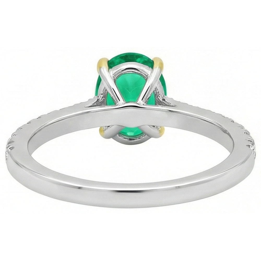 Feiner Smaragd Farbstein-Ring 2 Karat – Profilansicht