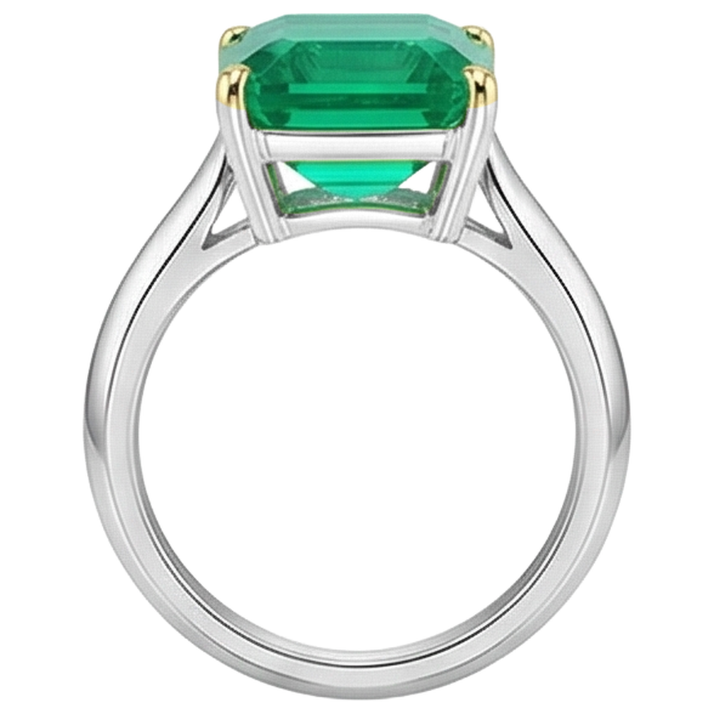 Farbstein-Ring 14 Karat Zweifarbig Gold mit Smaragd – Draufsicht