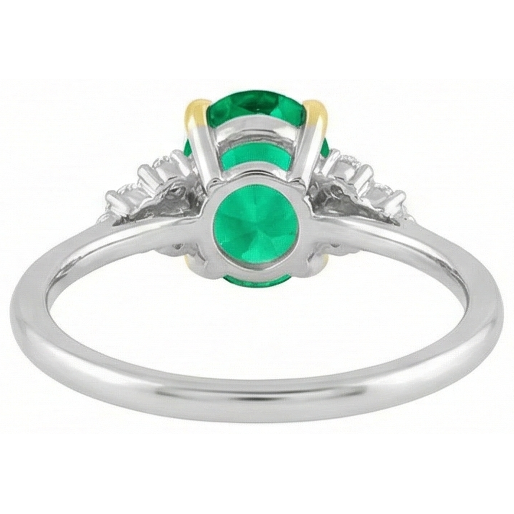 Natürlicher Smaragd Schmuckstein-Ring – Rückansicht