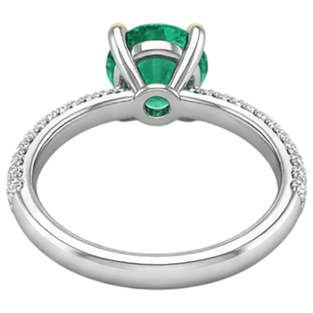 Smaragd Brillantschliff Schmuckstein-Ring in Zweifarbiges 14K Gold – Detailansicht