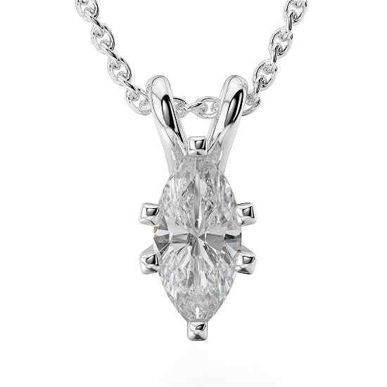 Große Marquise Cut 2 Kt Solitär-Natürliche Diamant-Anhänger-Halskette Weißgold