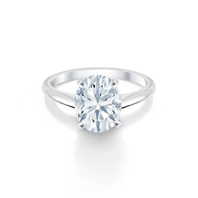 Großer Echt Diamanten Im Ovalschliff 2.50 Karat Solitärring Weißgold 14K