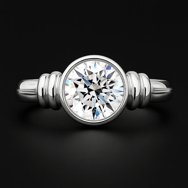 Großer 3.01 Karat Echt Diamant Solitär Ring Lünettenfassung Weißgold 14K